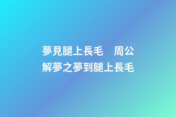 夢見腿上長毛　周公解夢之夢到腿上長毛